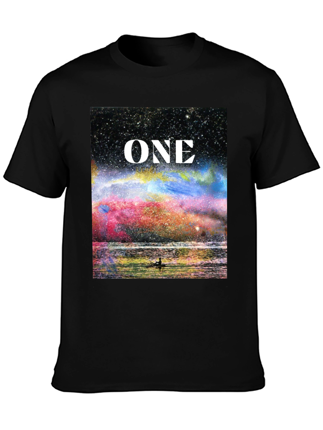 Black One Galaxy T-Shirt - Celestial Design Black Tee view 3
