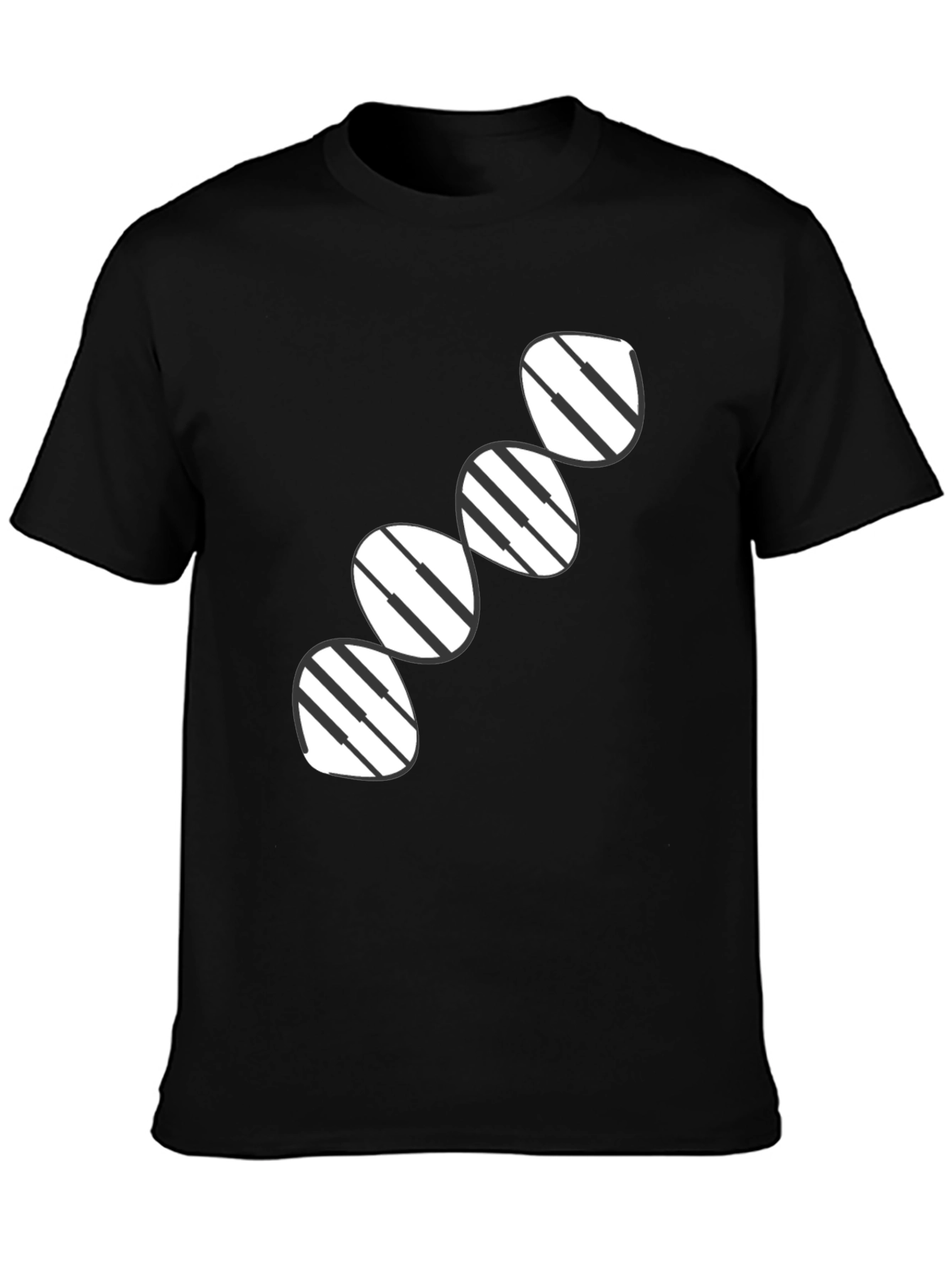 Black Abstract Striped Circle Design Black T-Shirt view 3