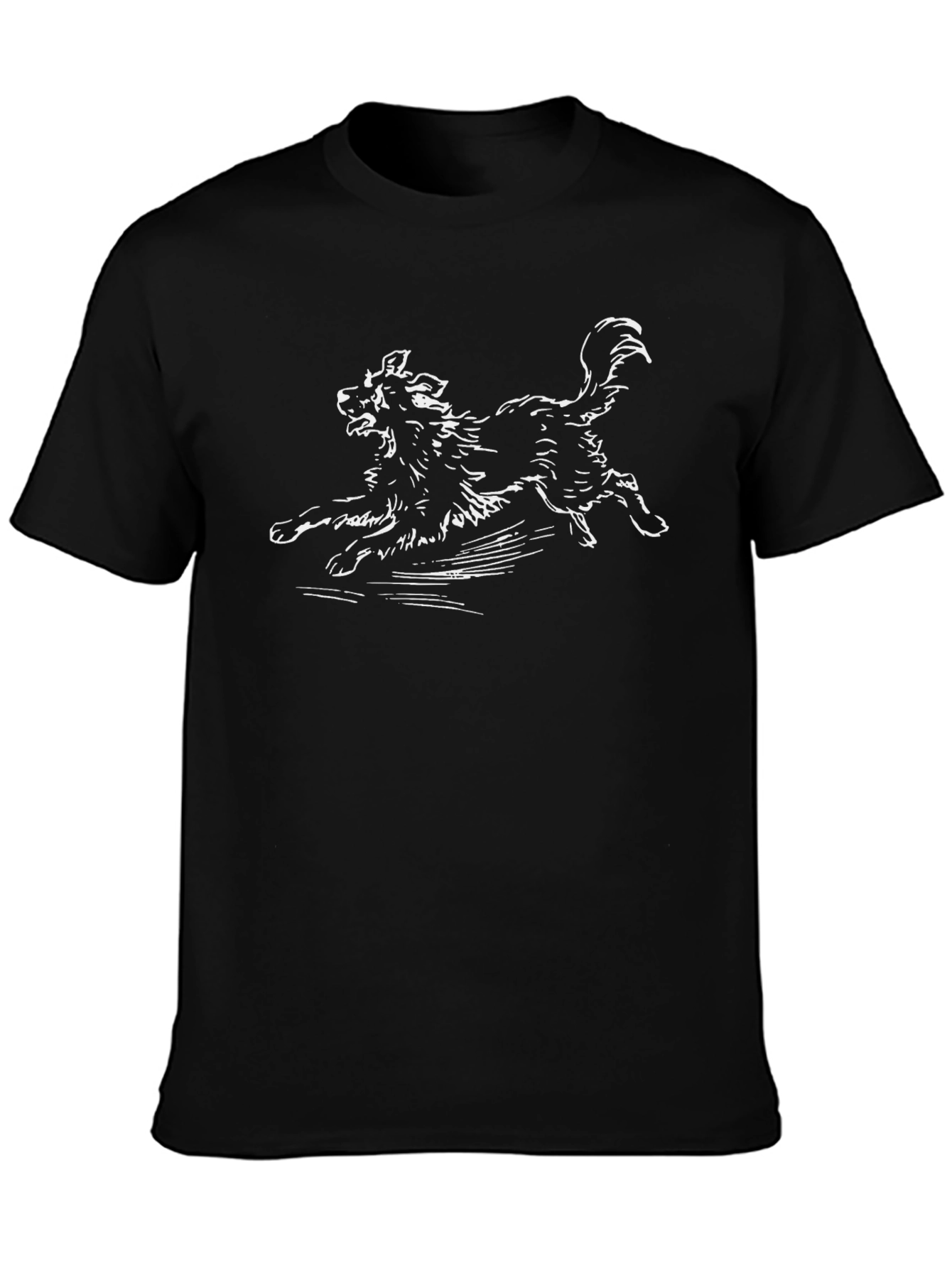 Dog Sketch Graphic Black T-Shirt - 3