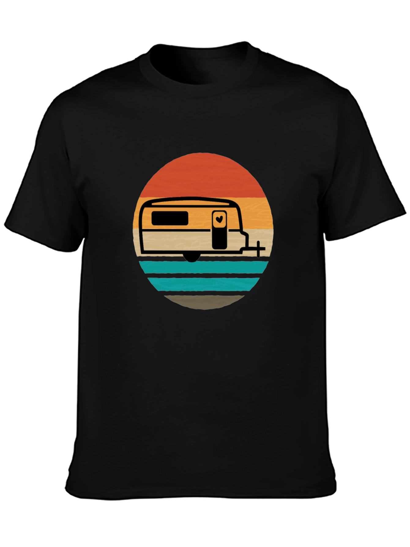 Black Retro Camper Van Graphic Tee - Adventure Awaits! view 3