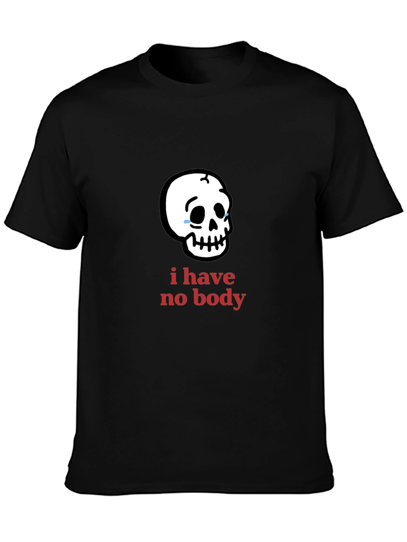 Black Humorous "I Have No Body" Skull Graphic Tee view 3