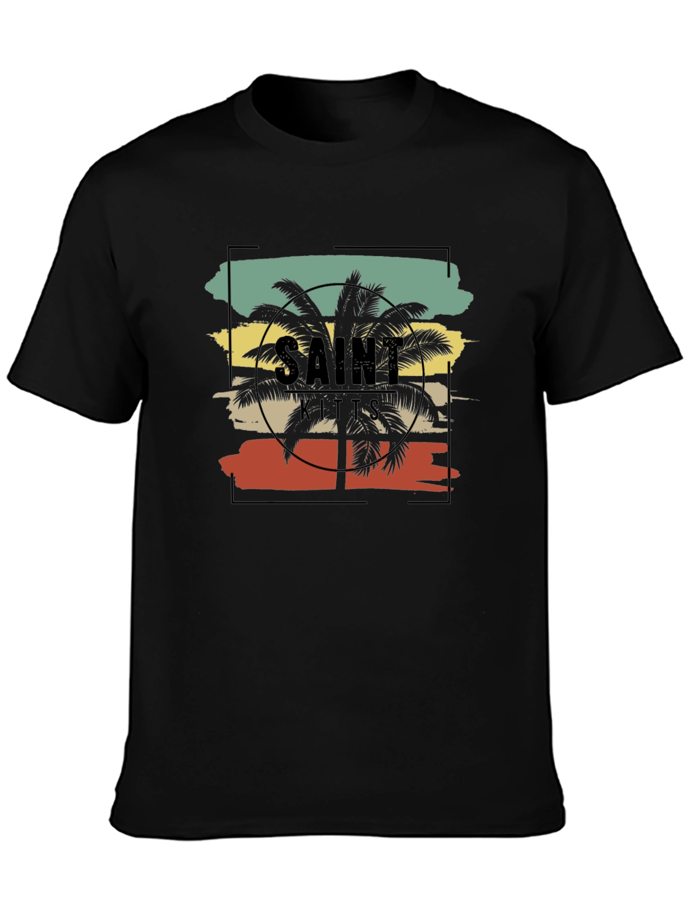 Black Saint Kitts Palm Tree Graphic Tee view 3
