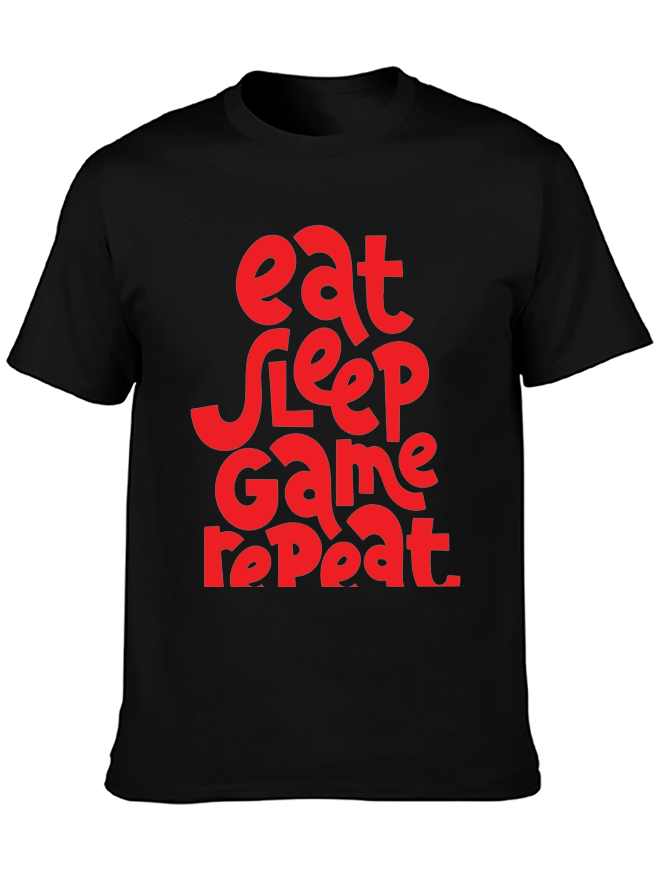 Black Eat Sleep Game Repeat Graphic Tee - Black view 3