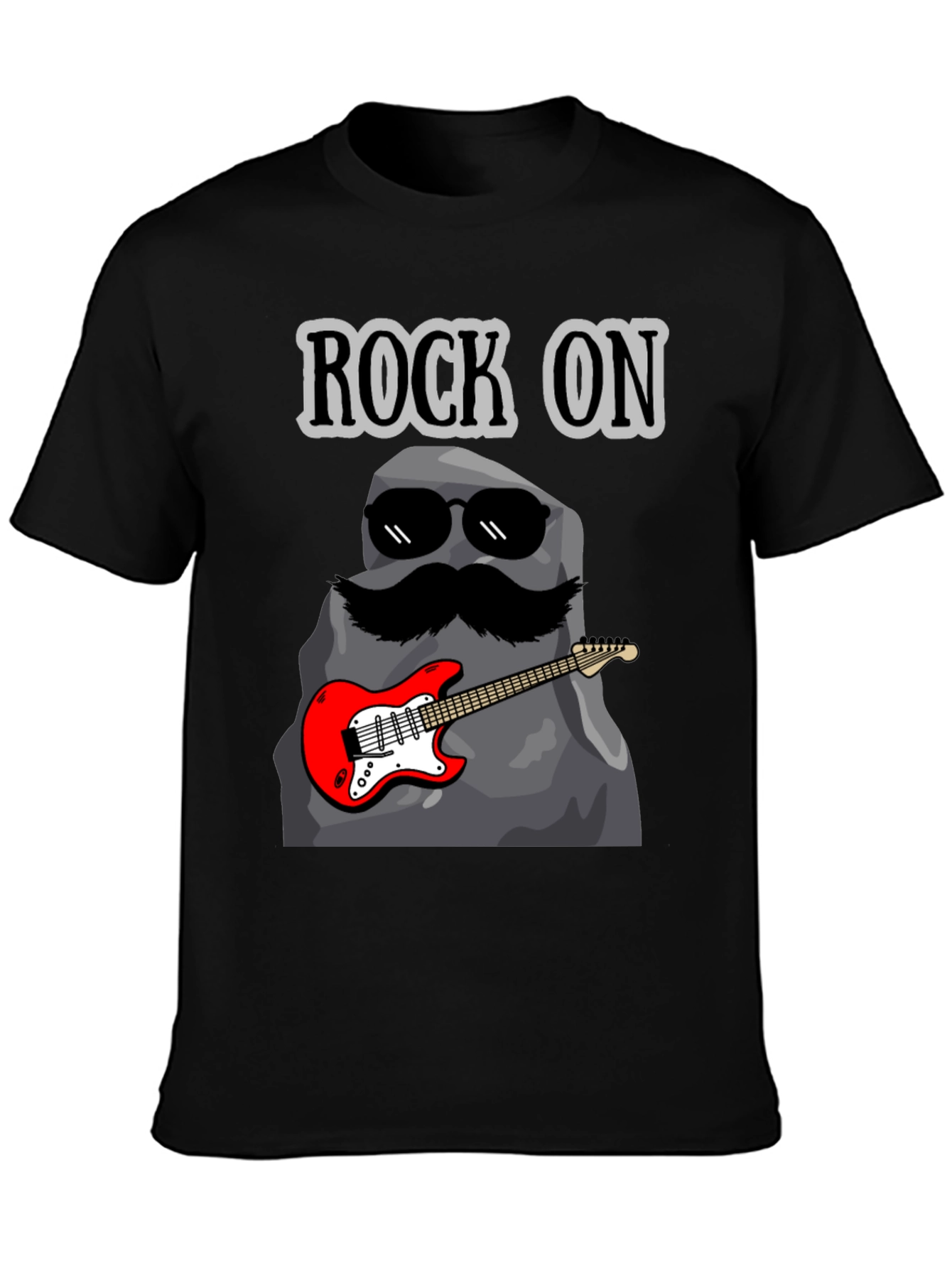 Black Rock On Graphic Tee - Funny Music Lover T-Shirt view 3