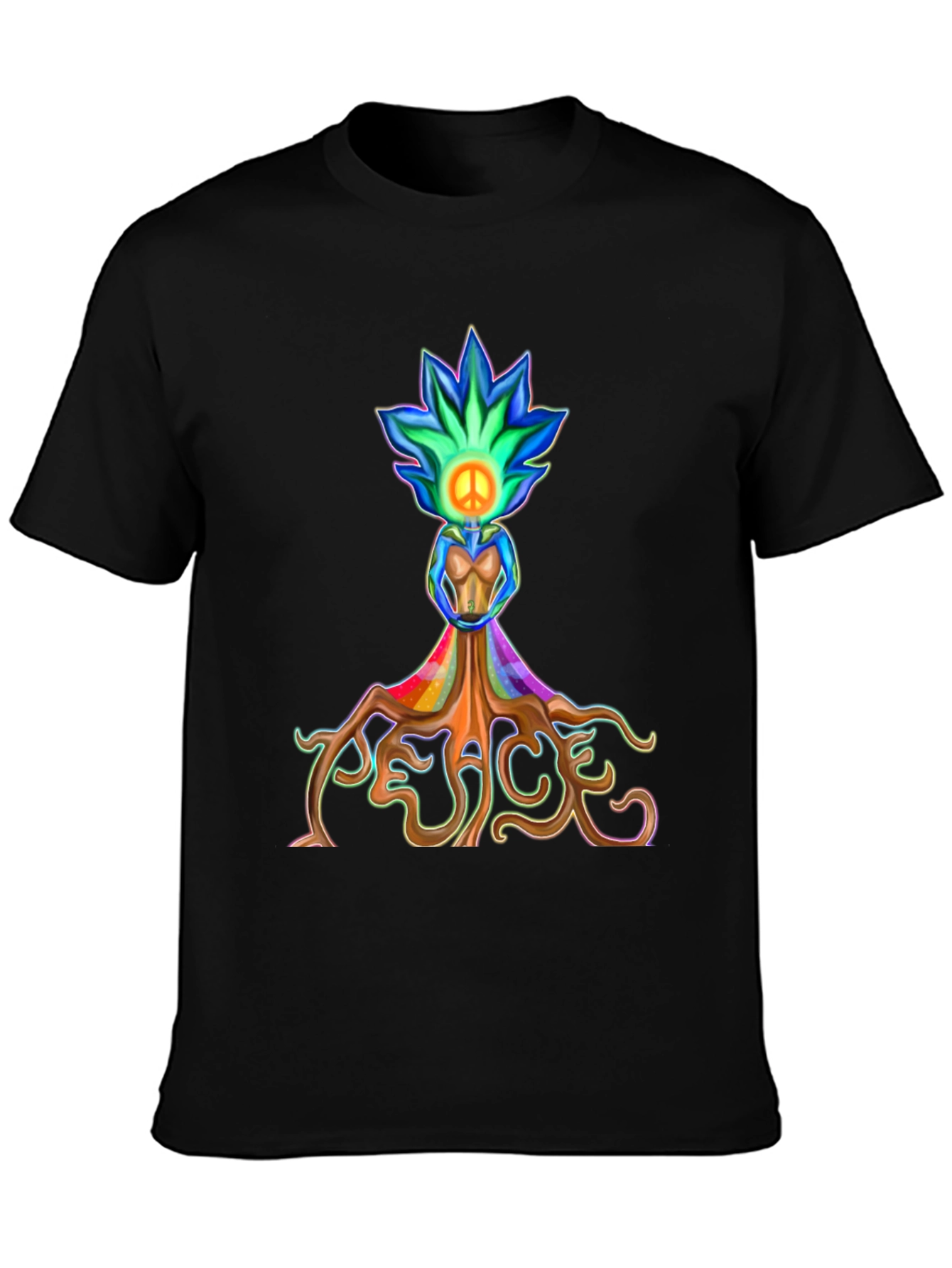 Black Peace Tree T-Shirt - Colorful Graphic Tee view 3