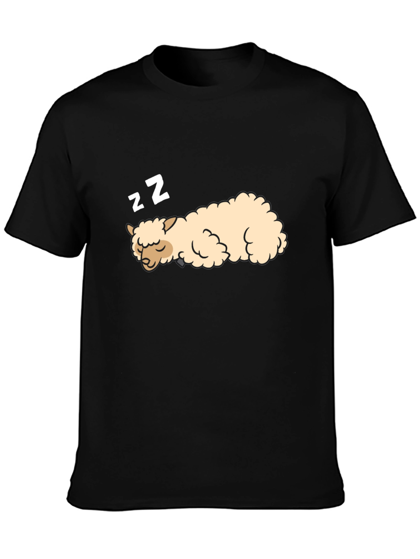 Black Sleeping Alpaca Black T-Shirt - Cute & Comfortable view 3
