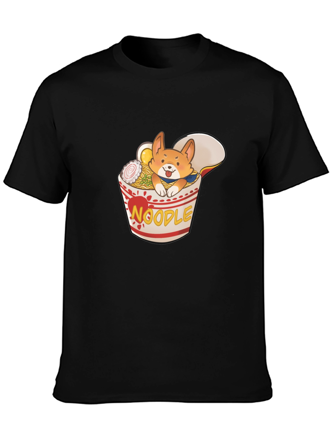 Black Noodle Corgi T-Shirt - Ramen Dog Tee view 3