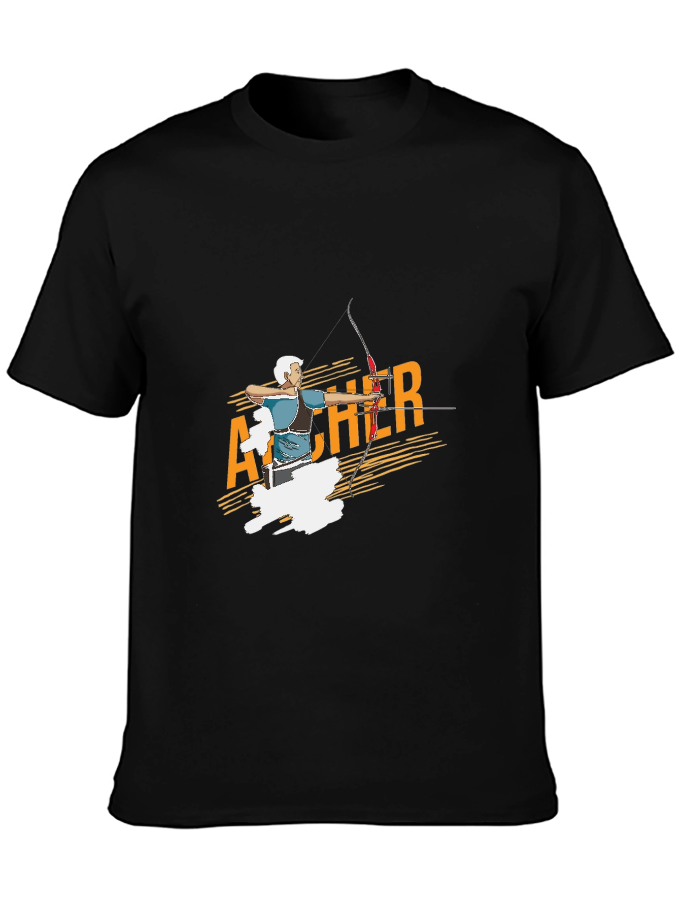 Black Archer Graphic T-Shirt - Sporty Tee for Men view 3