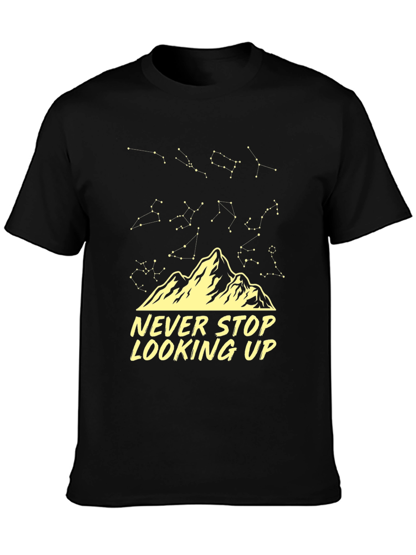 Black Never Stop Looking Up Constellation T-Shirt view 3