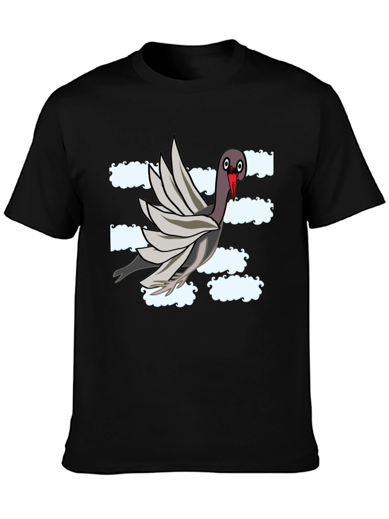 Black Funny Pigeon Graphic T-Shirt view 3