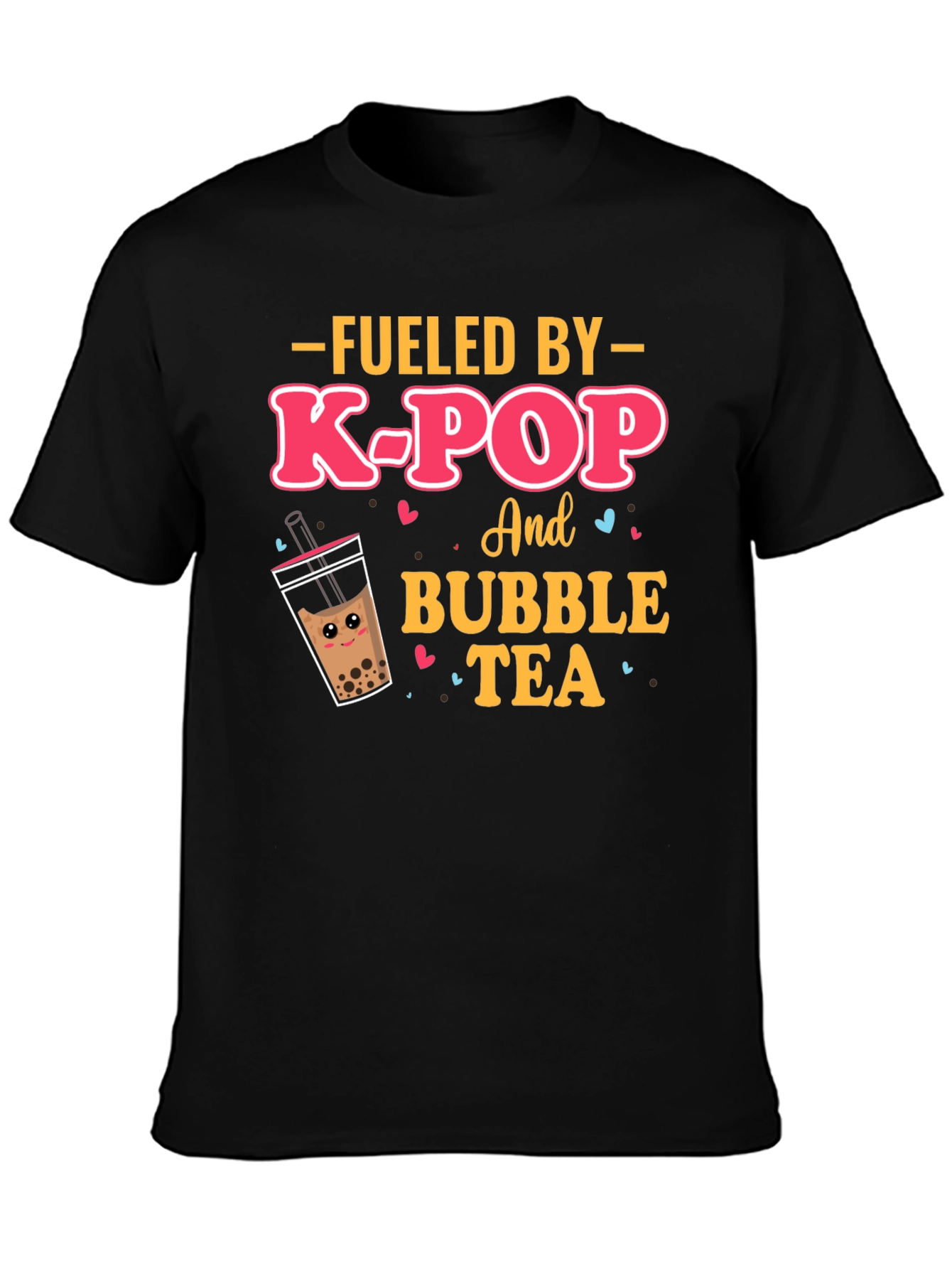 Black Fueled By K-Pop & Bubble Tea Graphic Tee view 3