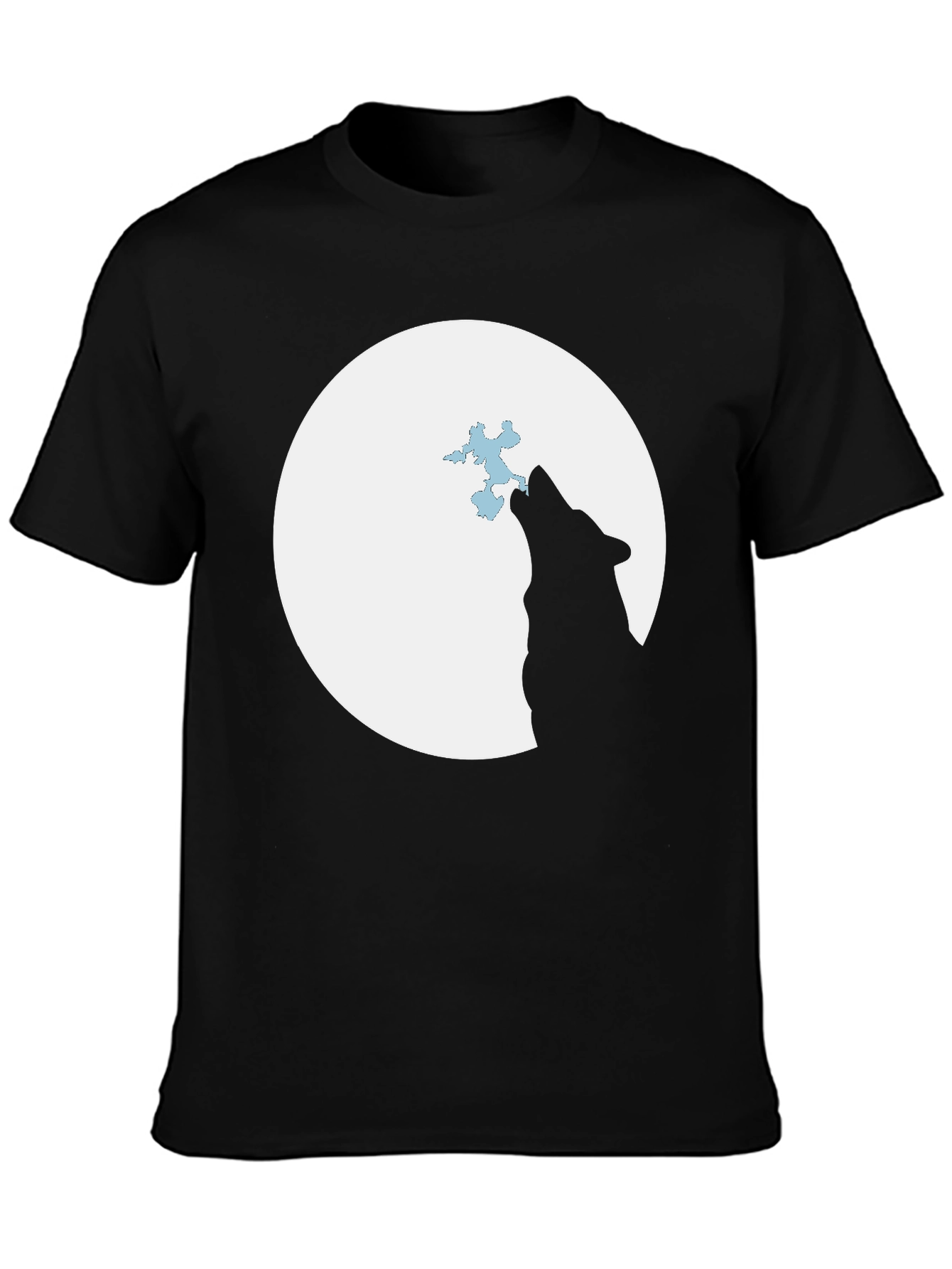 Black Wolf Moon T-Shirt - Black Graphic Tee view 3