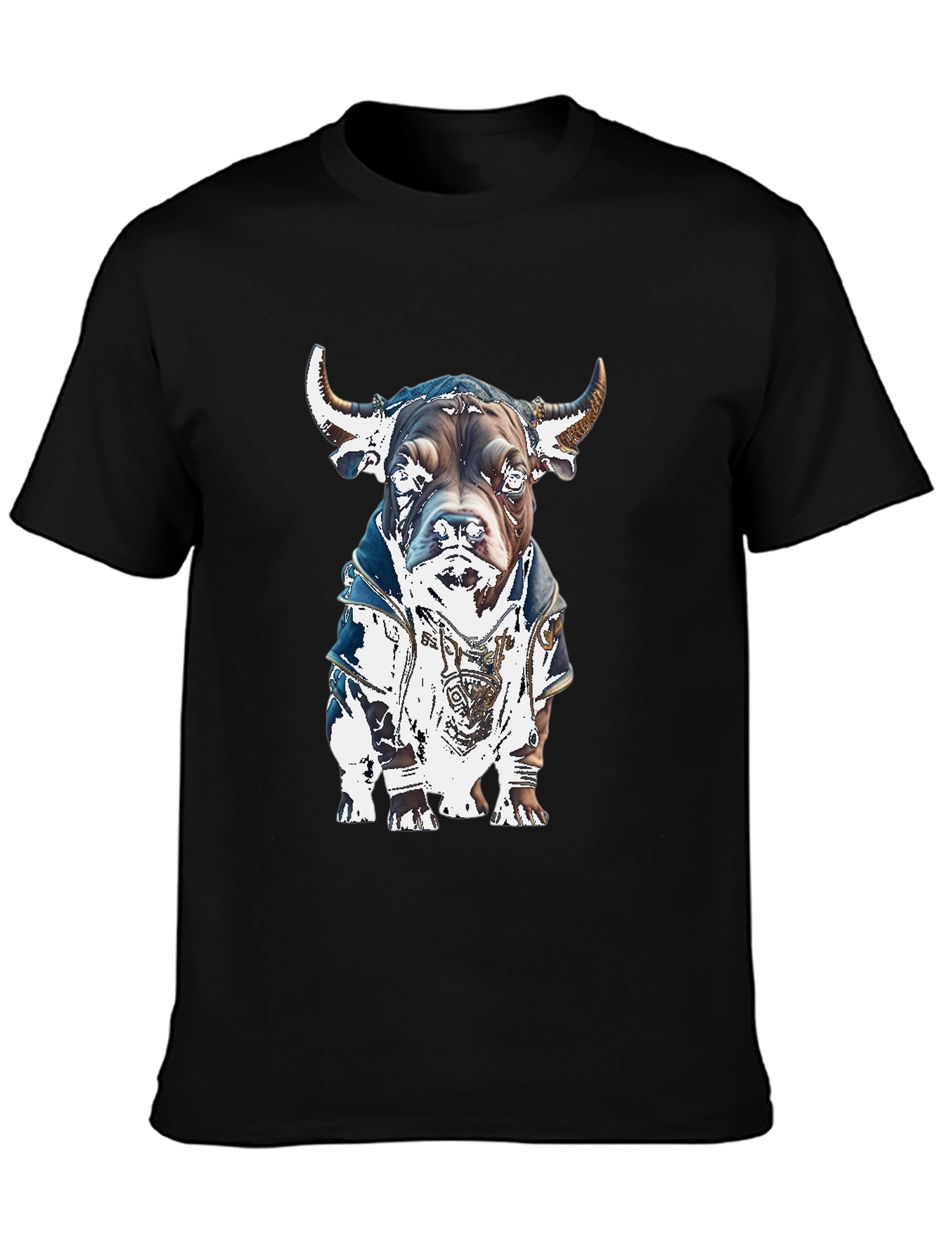 Black Bull Dog Graphic Tee - Stylish Black T-Shirt view 3