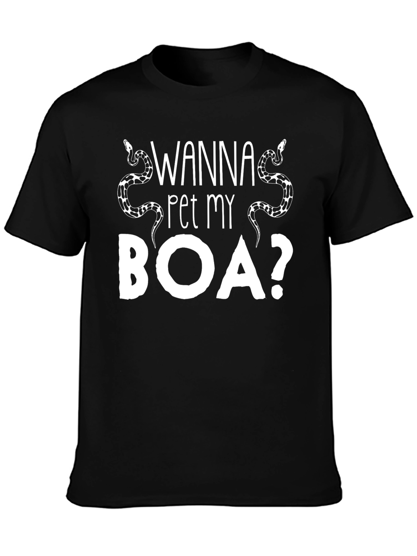 Black Wanna Pet My Boa? Graphic Tee - Funny Snake T-Shirt view 3
