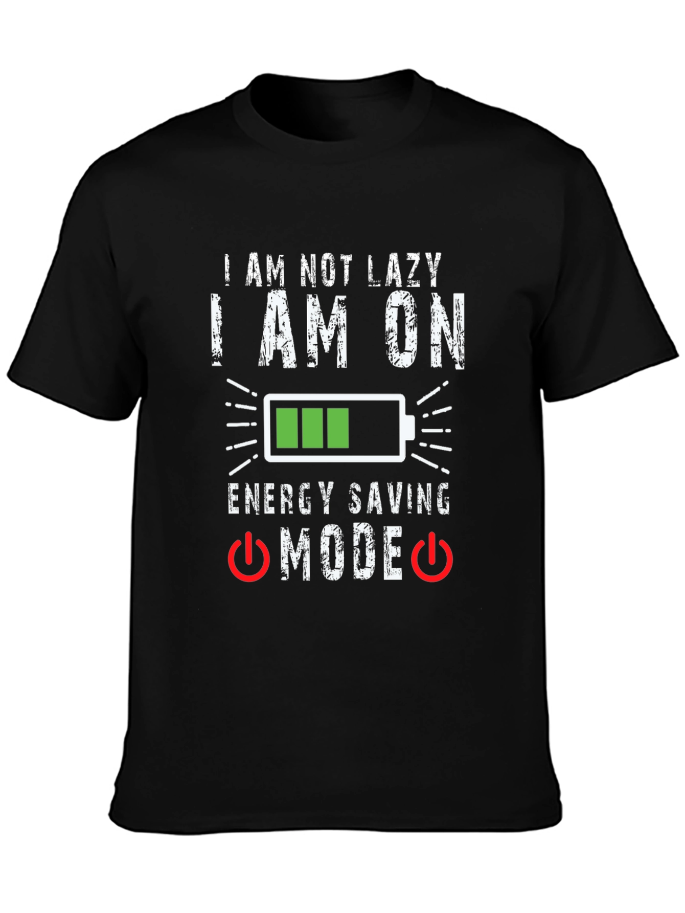 Black Funny Energy Saving Mode Graphic T-Shirt view 3