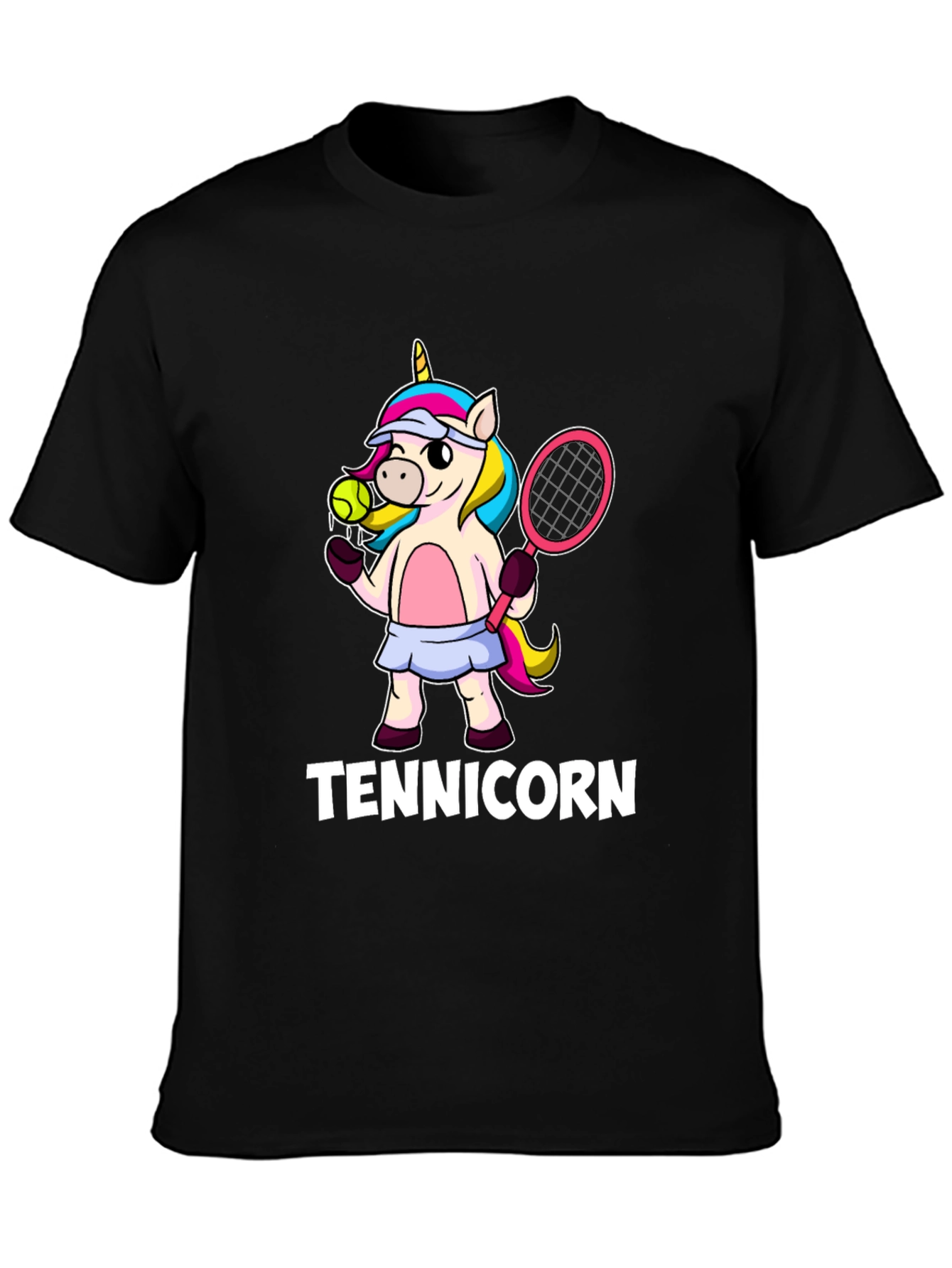 Black Tennicorn Graphic T-Shirt - Tennis Unicorn view 3