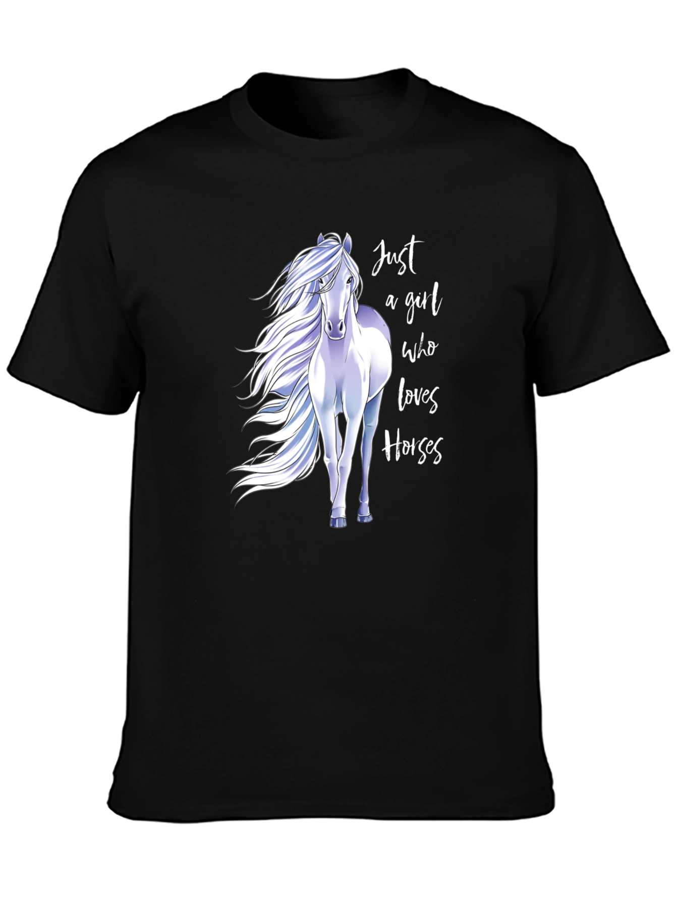 Black Just A Girl Who Loves Horses Graphic Tee - Black view 3