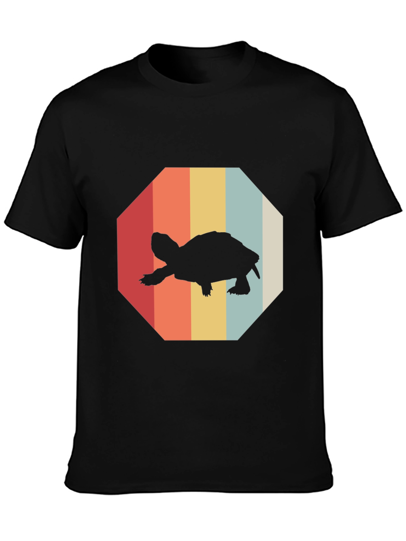 Black Retro Turtle Graphic Tee - Vintage Style T-Shirt view 3