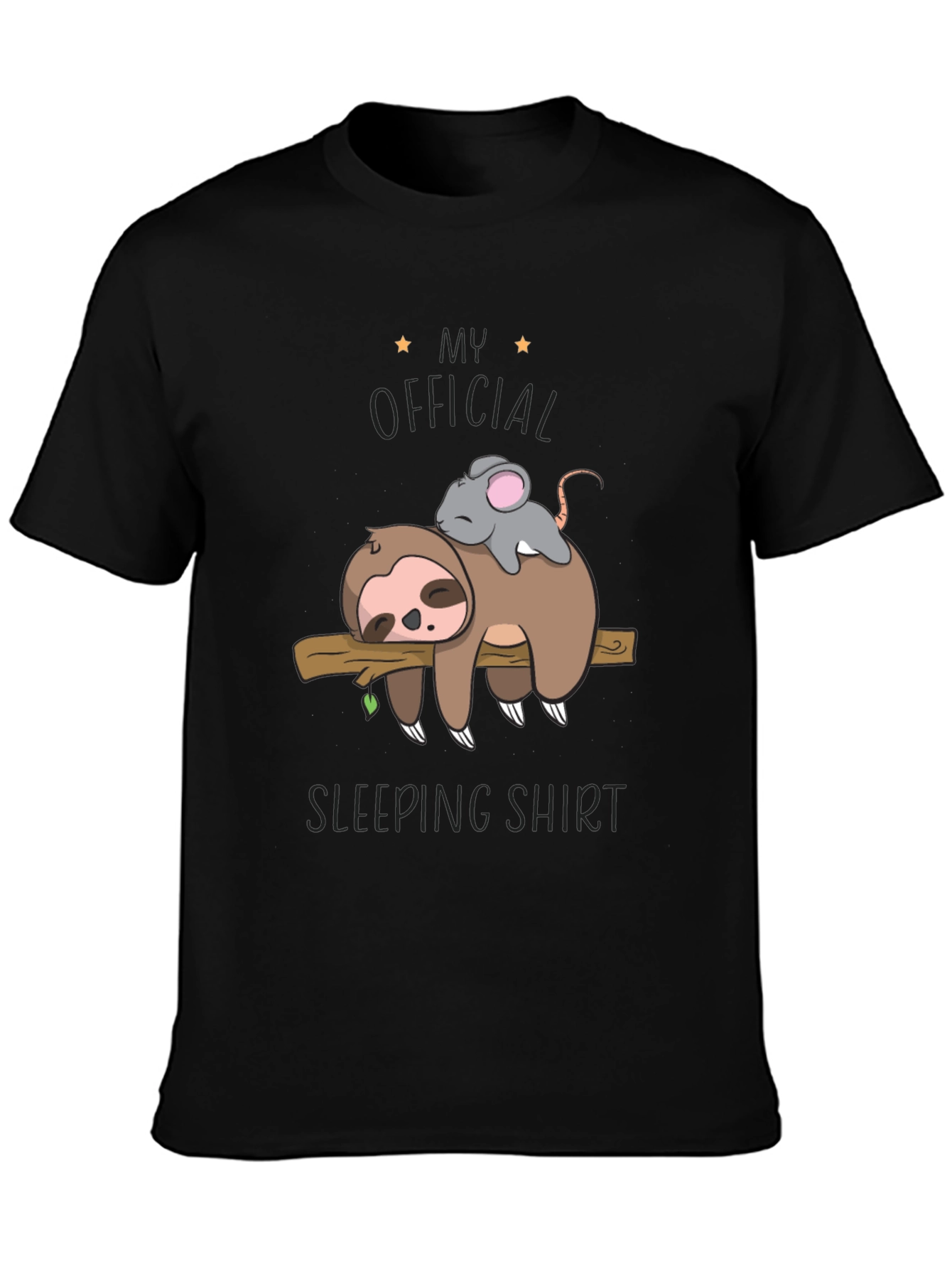 Black Sloth and Mouse Sleeping Shirt - Official Sleepwear view 3
