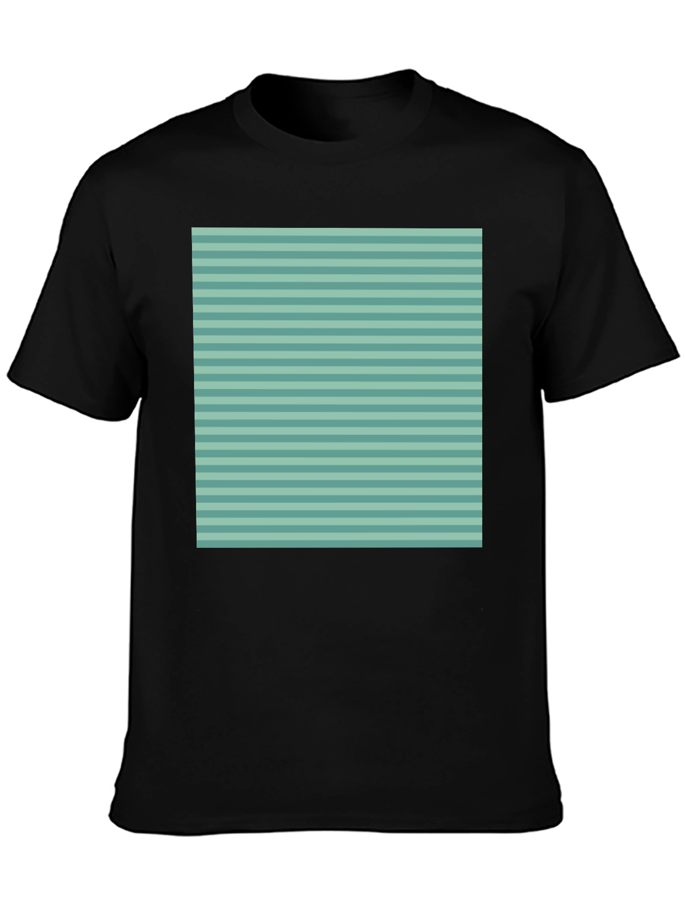 Black Striped Pattern Tee - Black Short Sleeve Crew Neck Shirt view 3