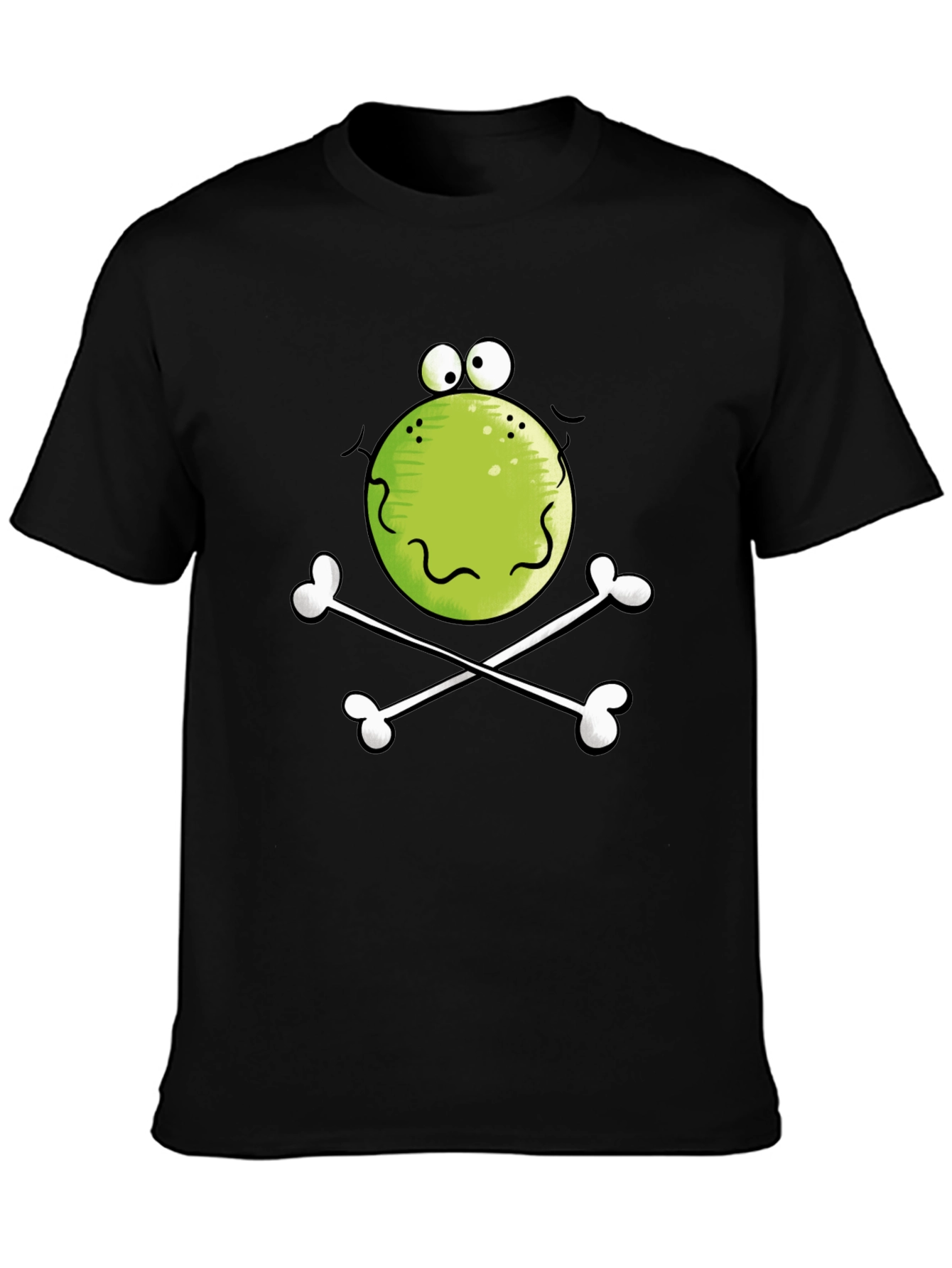 Black Funny Frog Skull Black T-Shirt view 3
