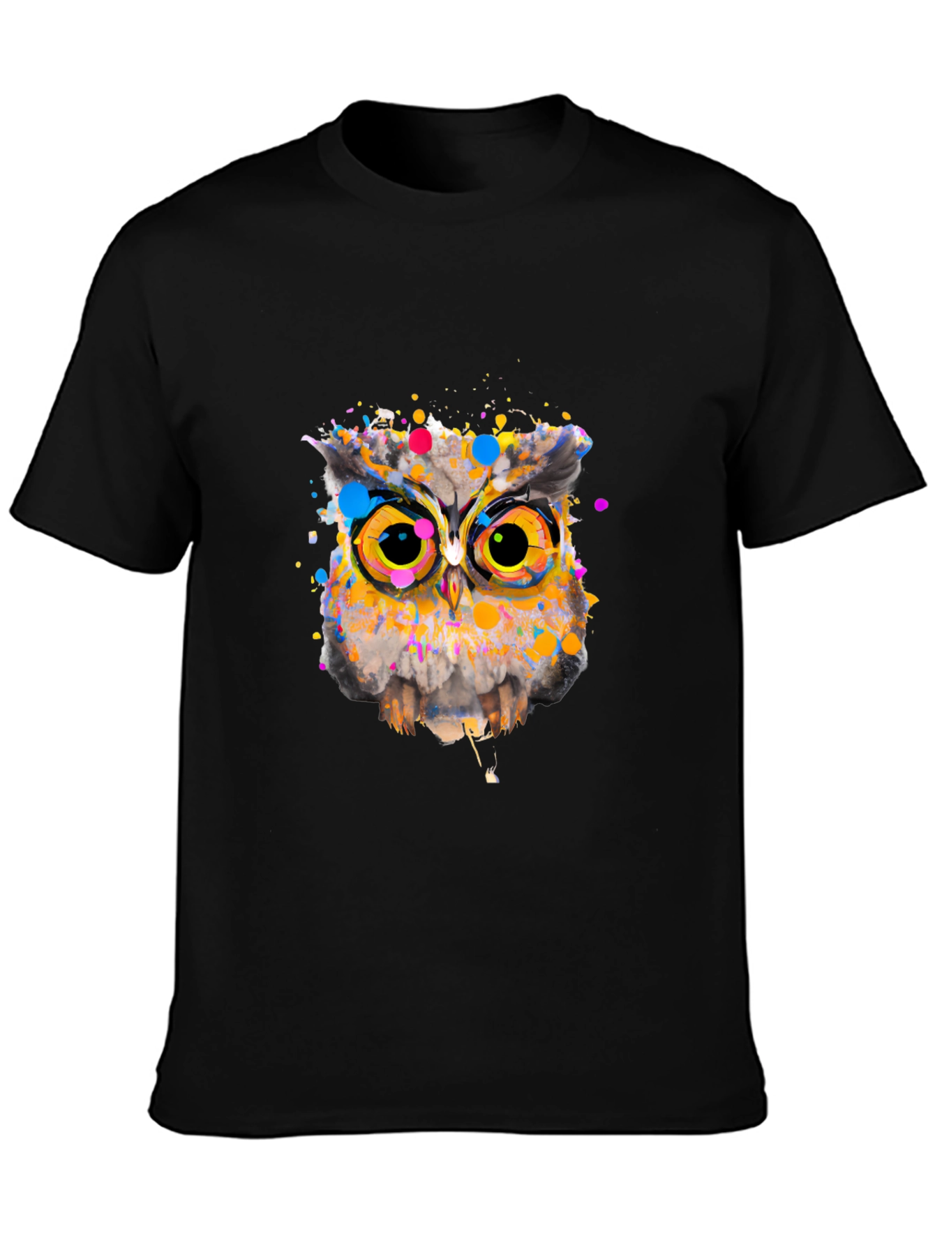 Black Owl Art Graphic Black T-Shirt view 3