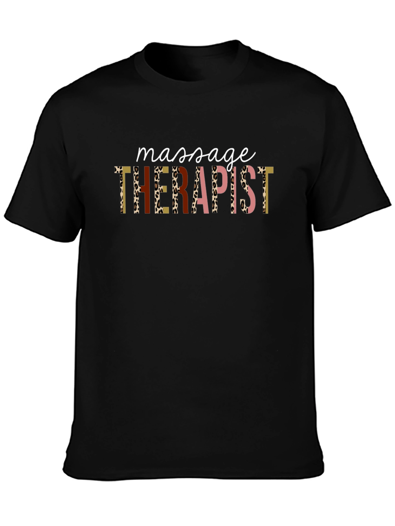 Black Massage Therapist Graphic Tee - Black Unisex T-Shirt view 3
