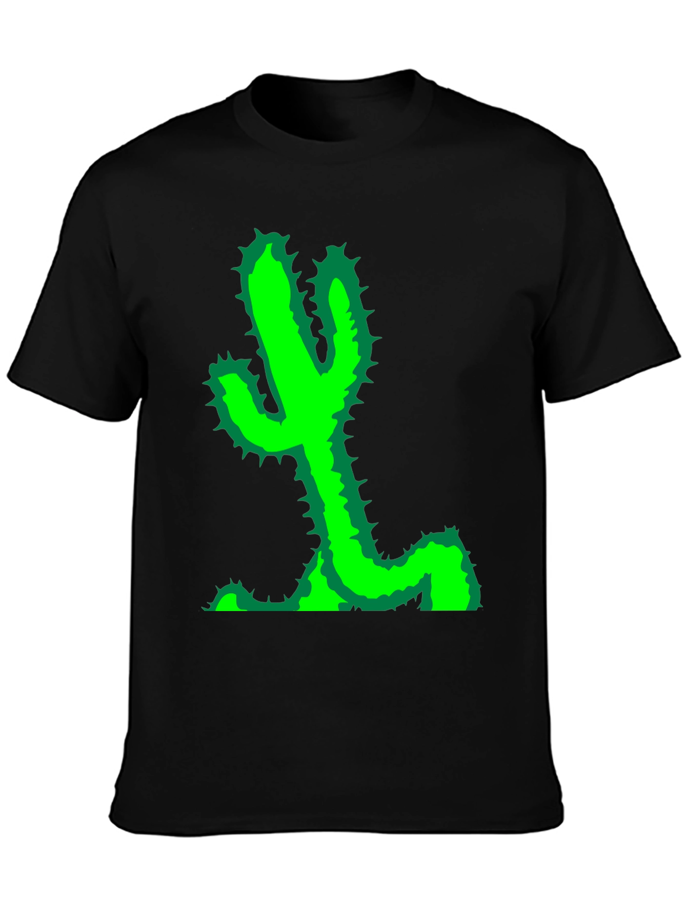 Black Cactus Graphic Tee - Black Cotton T-Shirt view 3