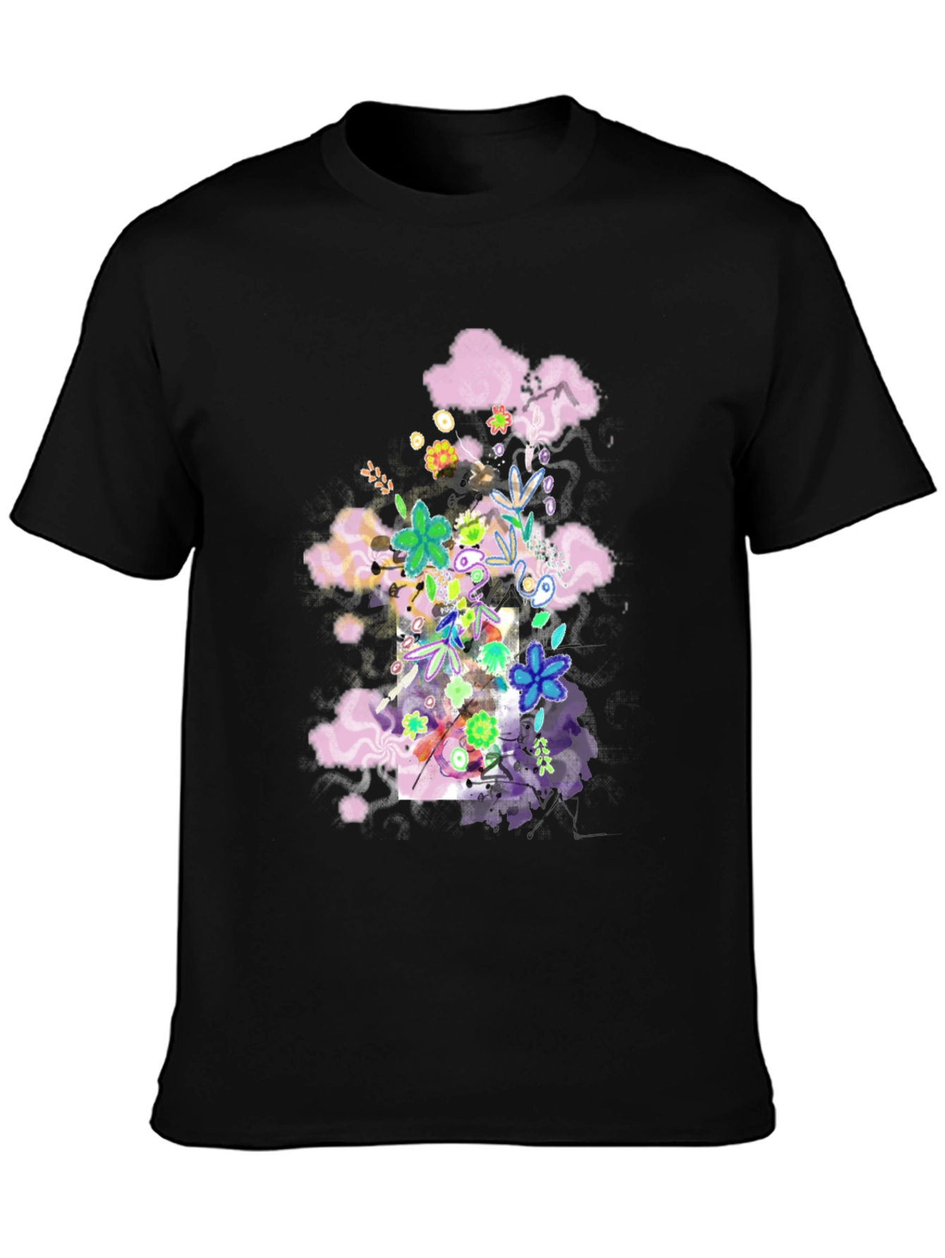Black Floral Cloud T-Shirt - Black view 3