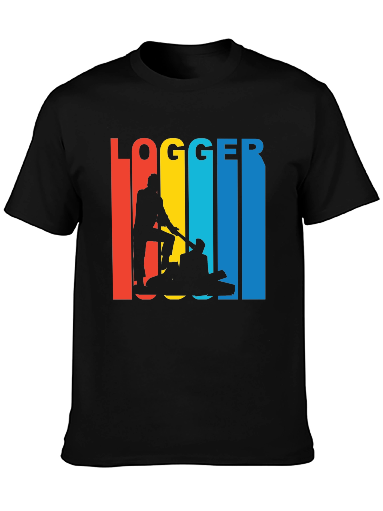 Black Logger Retro T-Shirt - Lumberjack Graphic Tee view 3