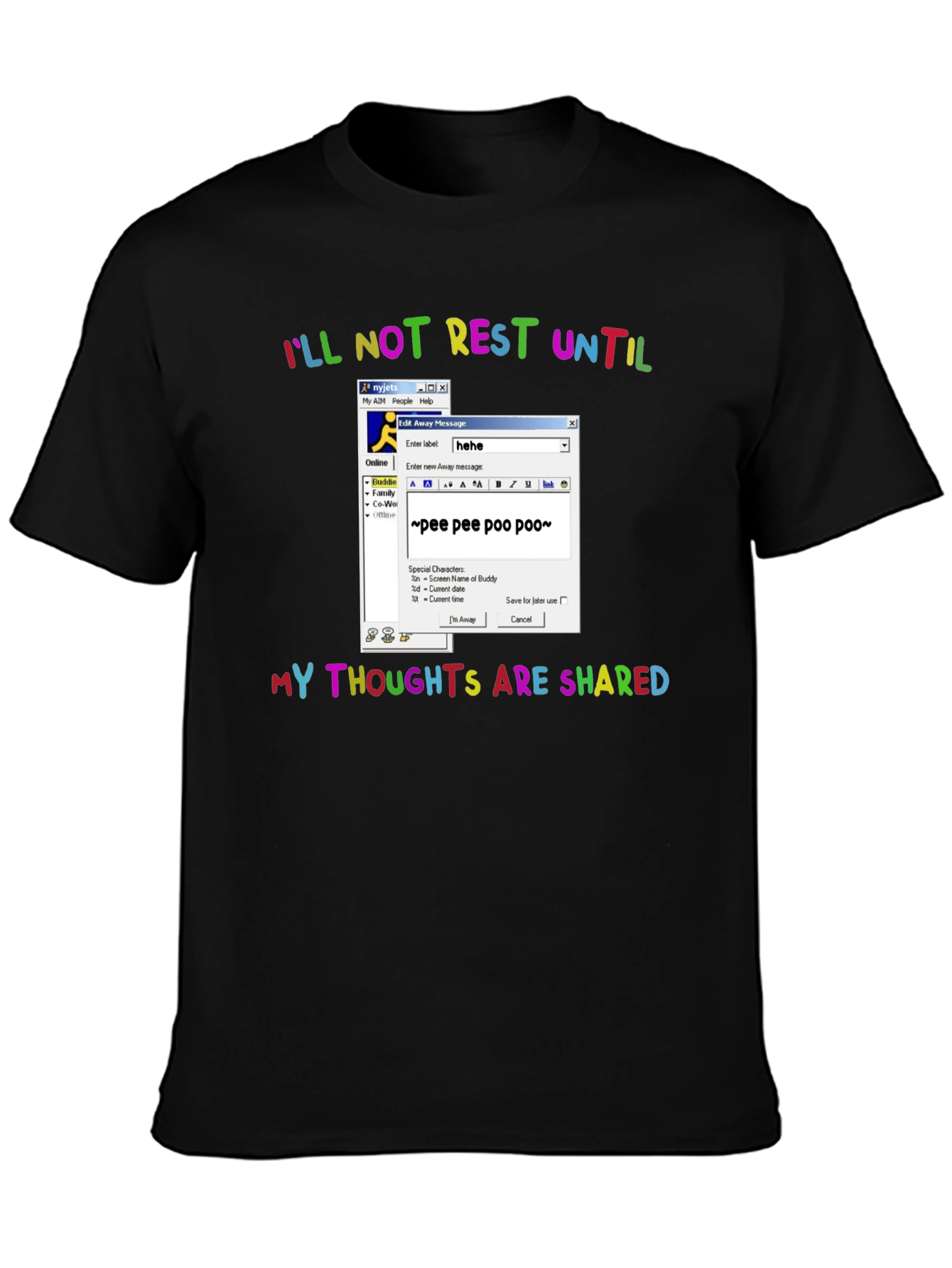 Black I'll Not Rest Until Thoughts Shared Graphic Tee view 3