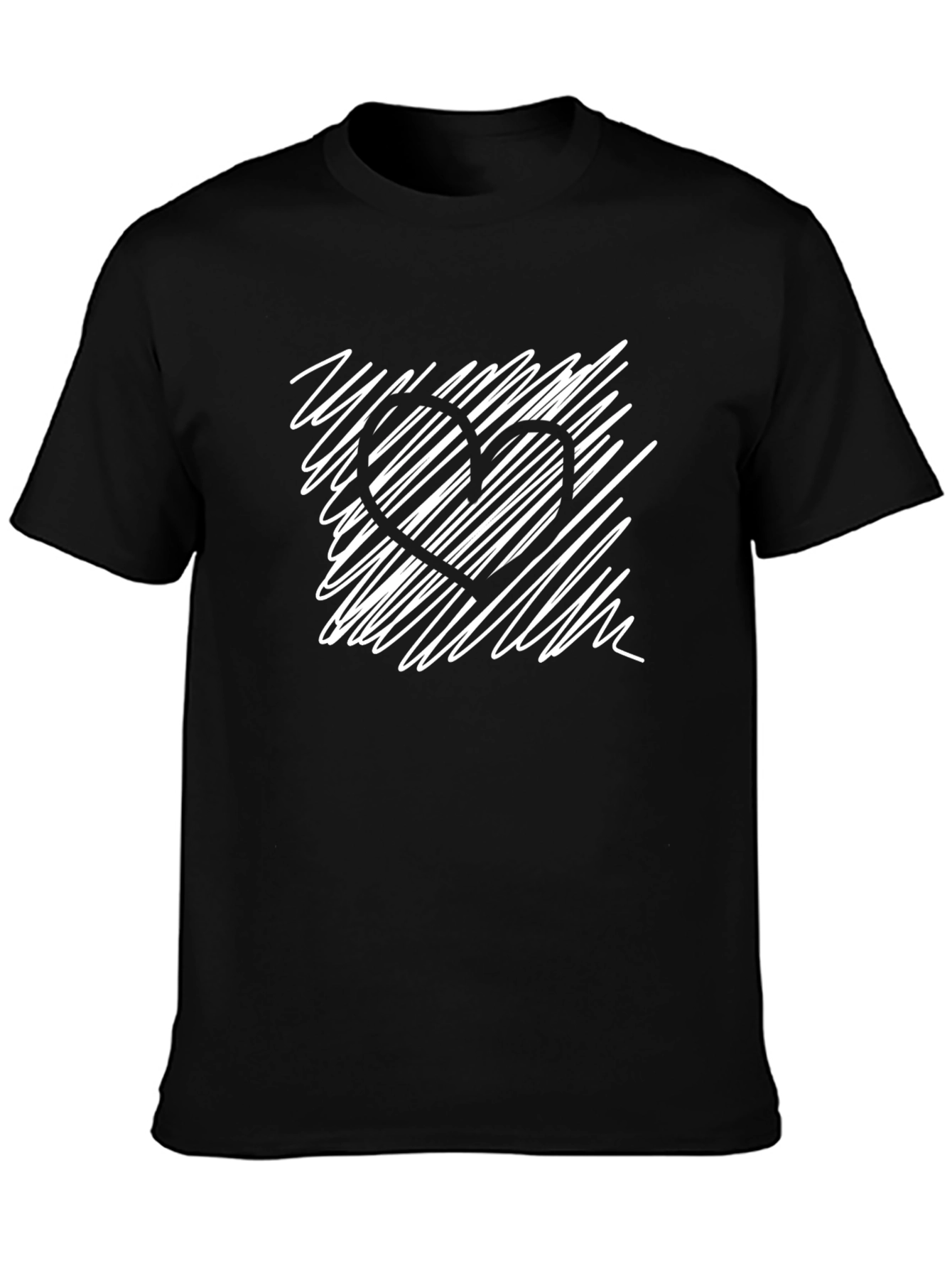 Black Heart Scribble Graphic Black T-Shirt view 3