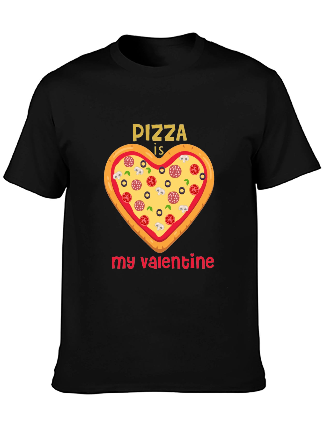 Black Pizza is My Valentine Graphic Tee view 3