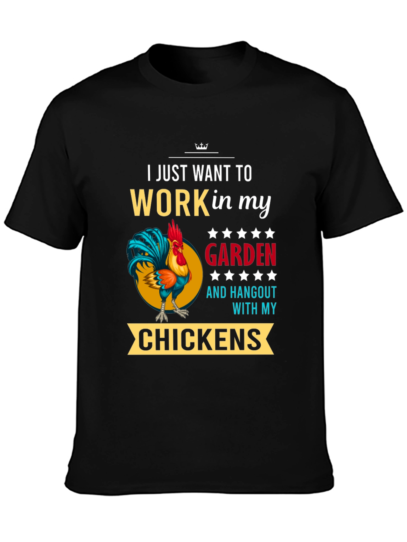 Black Gardening Chicken T-Shirt - Work in My Garden view 3