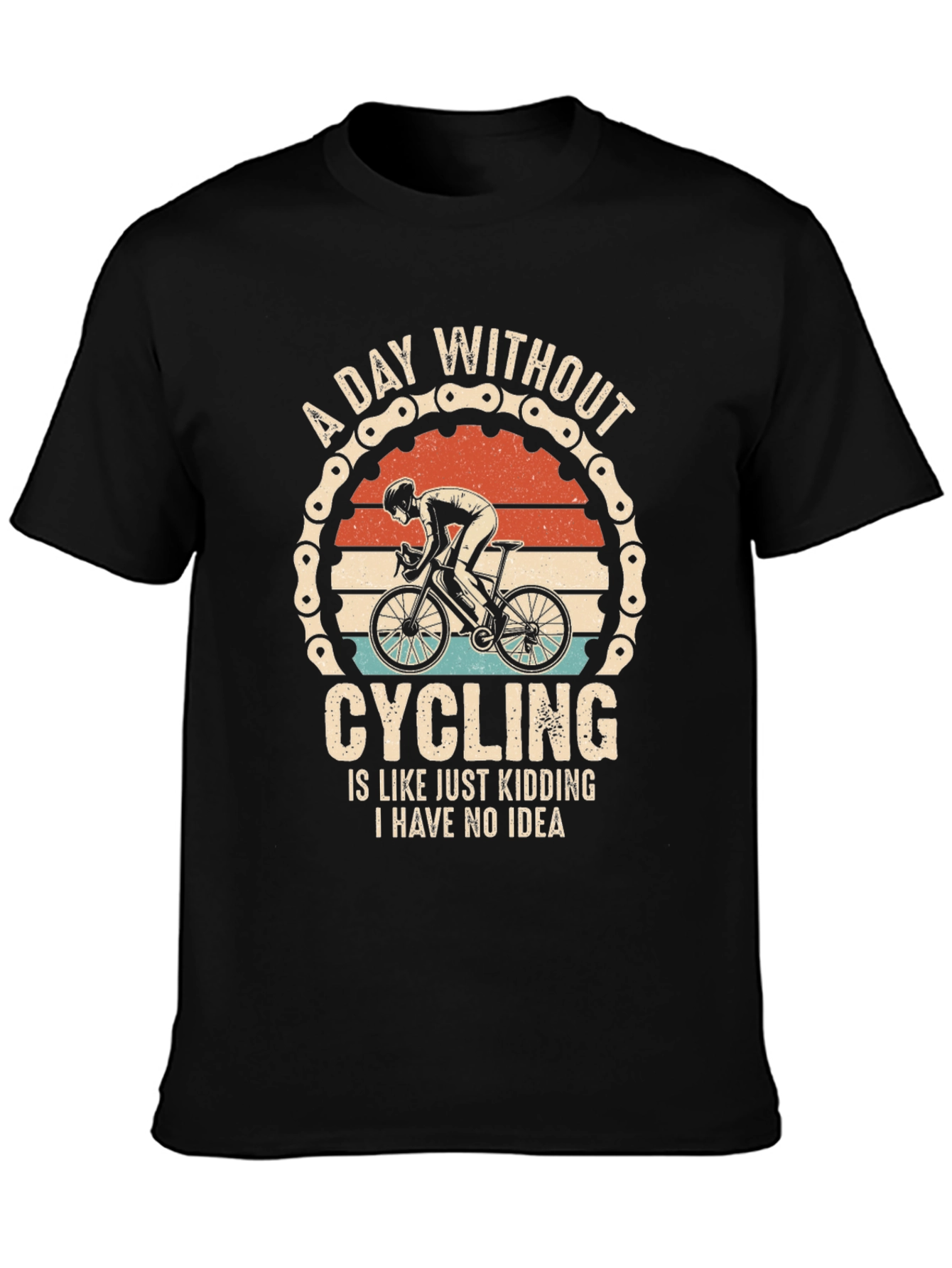 Black A Day Without Cycling T-Shirt - Funny Cyclist Tee view 3