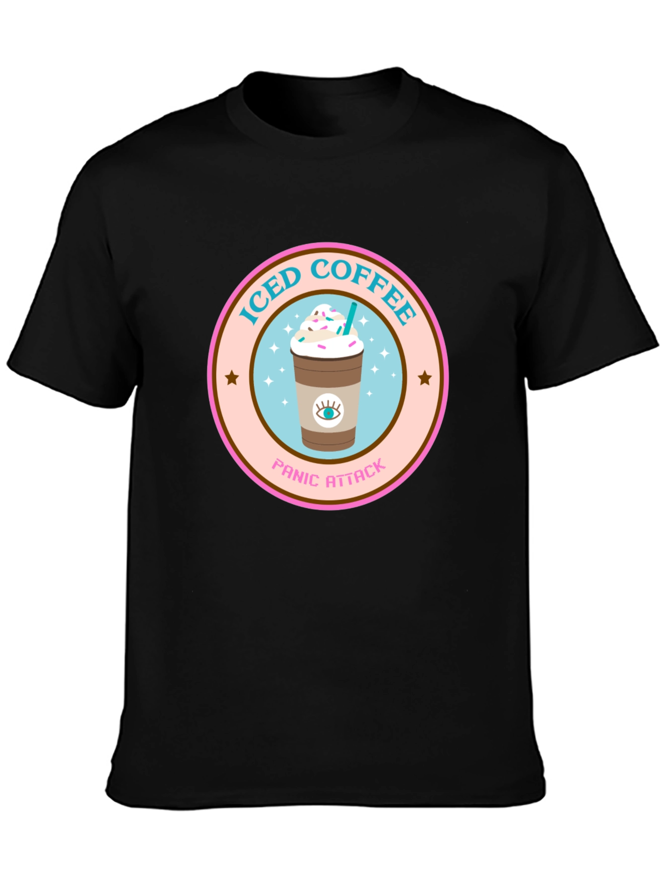 Black Iced Coffee Panic Attack Graphic Tee view 3