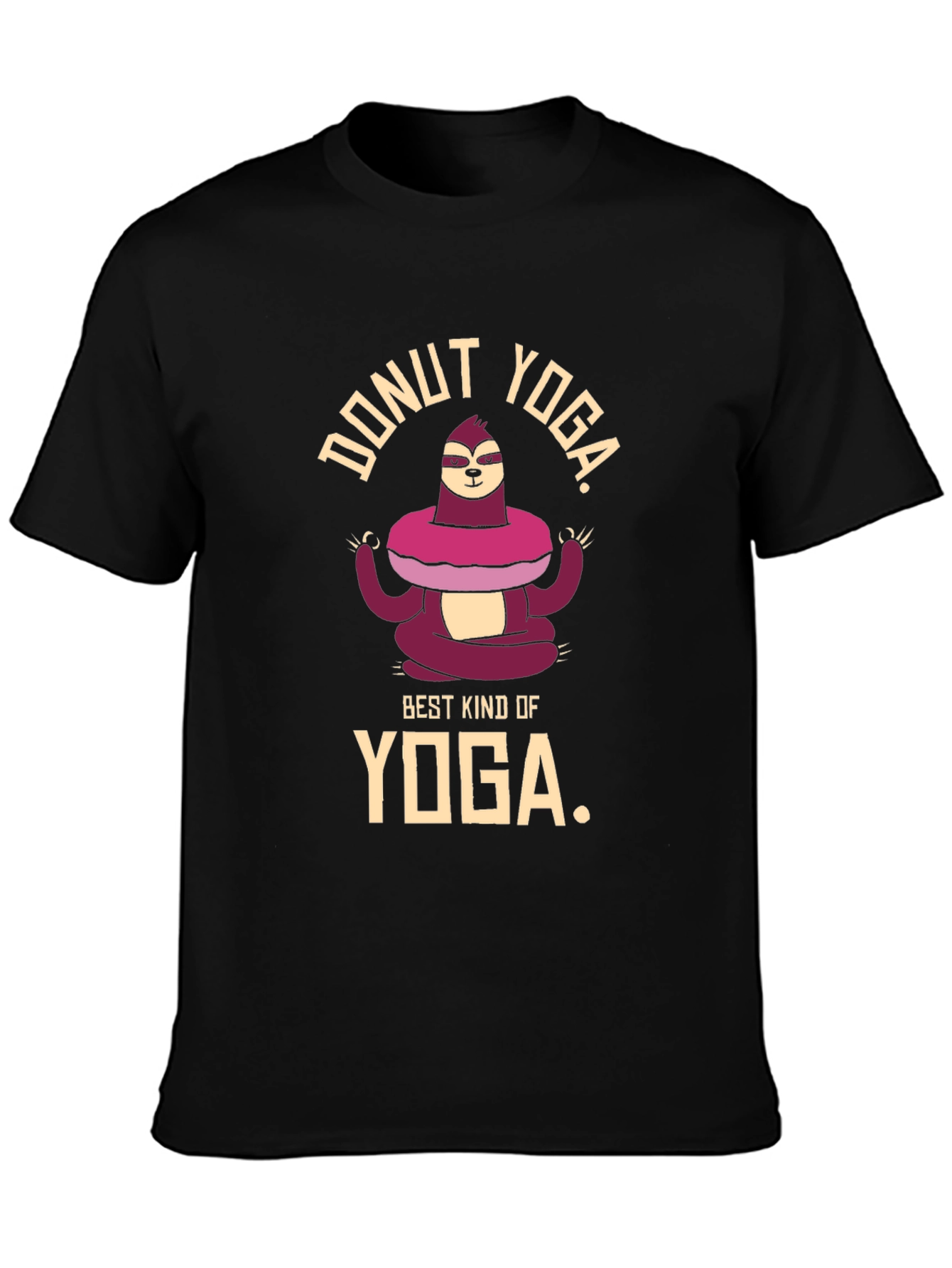 Black Donut Yoga Sloth T-Shirt view 3