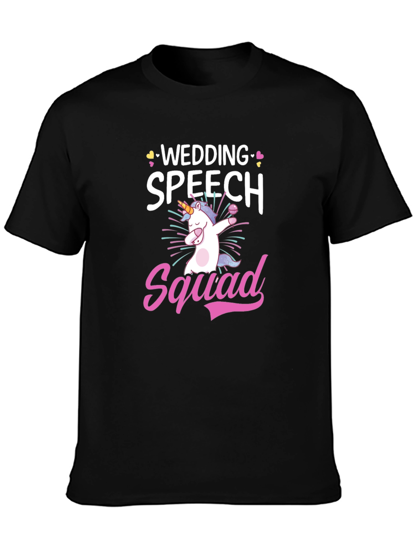 Black Wedding Speech Squad Unicorn T-Shirt view 3