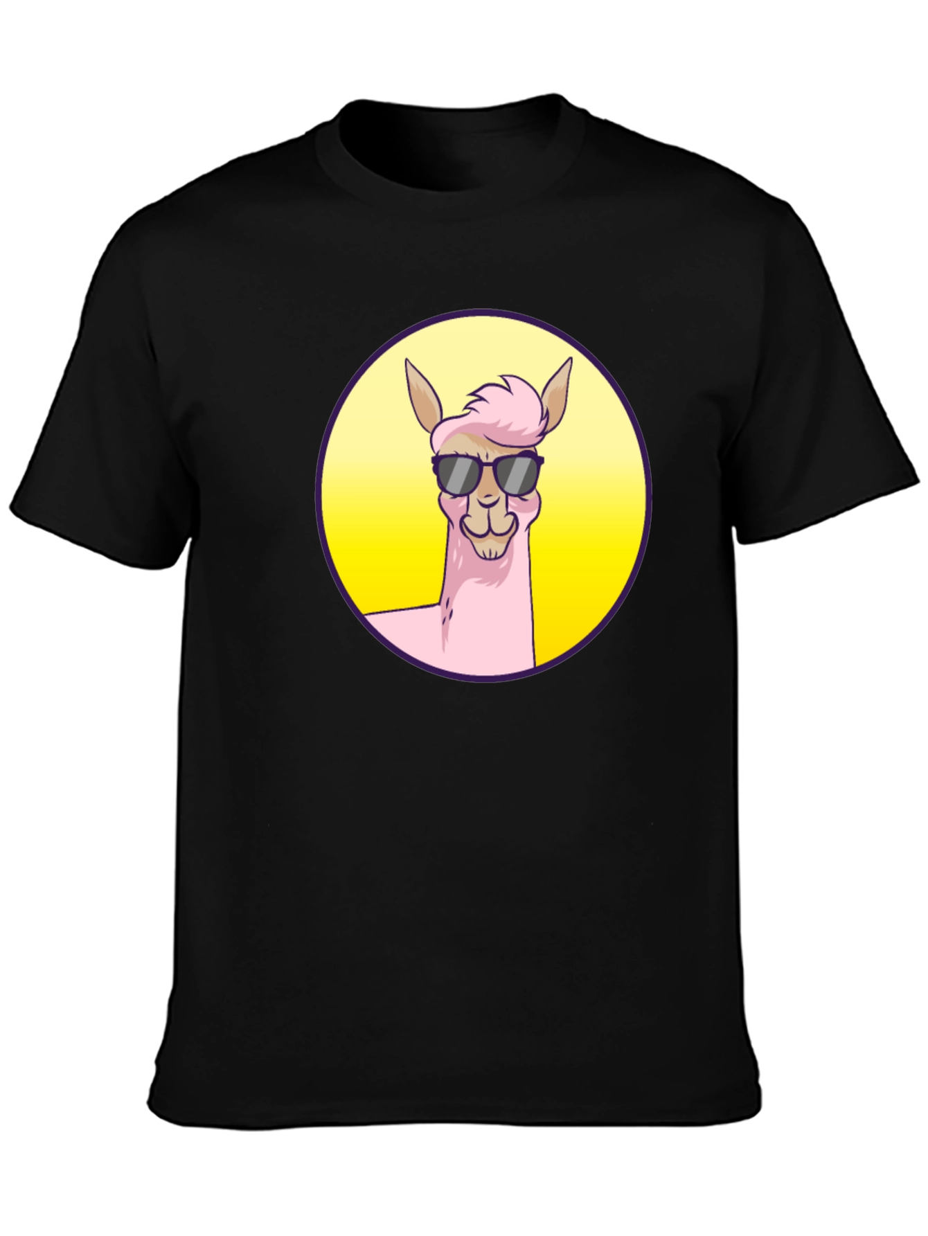 Black Cool Llama Graphic Tee - Black Unisex T-Shirt view 3