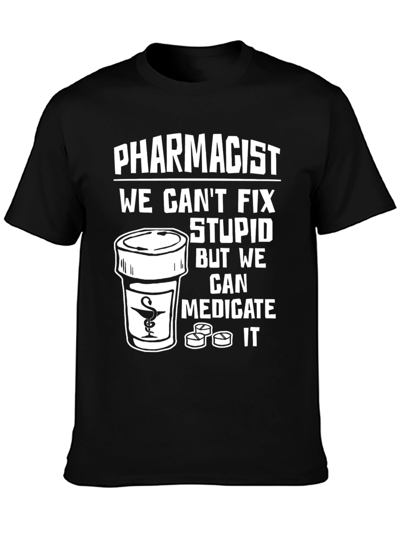 Black Pharmacist Medicate Stupid T-Shirt view 3