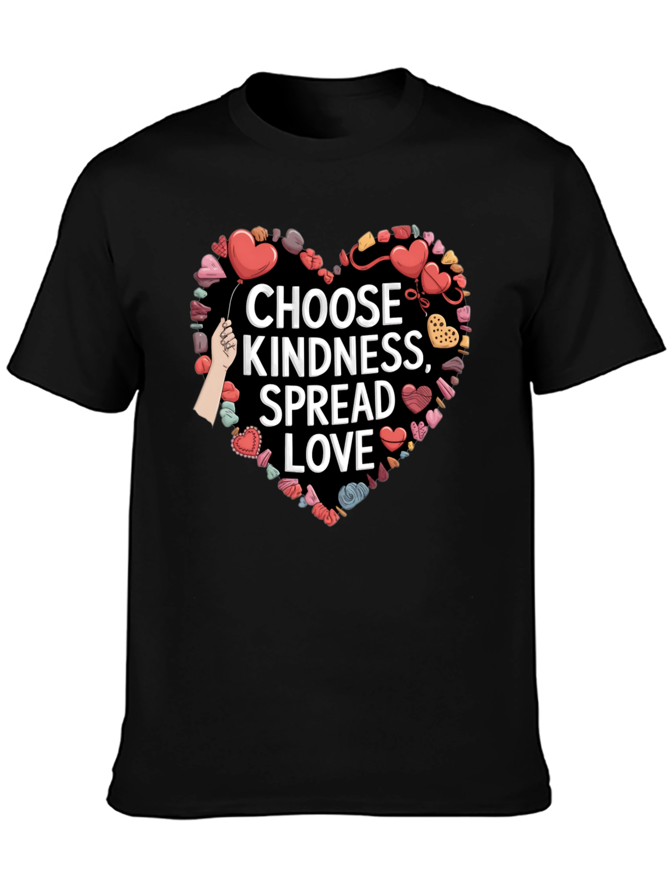 Black Choose Kindness, Spread Love - Heart Graphic Tee view 3