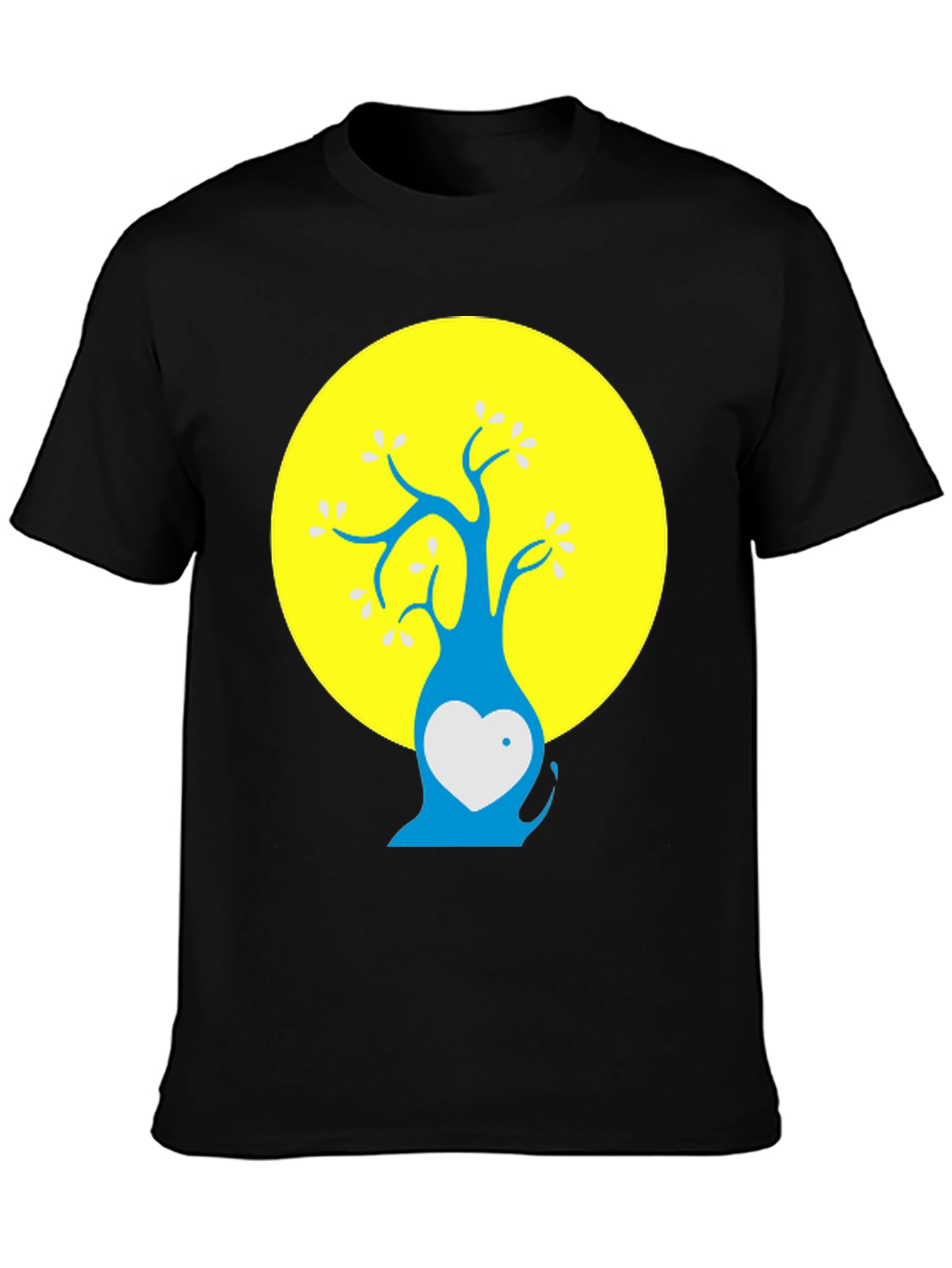 Black Artsy Tree Graphic Tee - Black Cotton Blend Shirt view 3