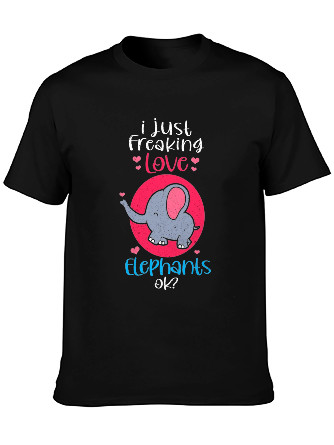 Black Elephant Lover T-Shirt - Freaking Love Elephants Tee view 3