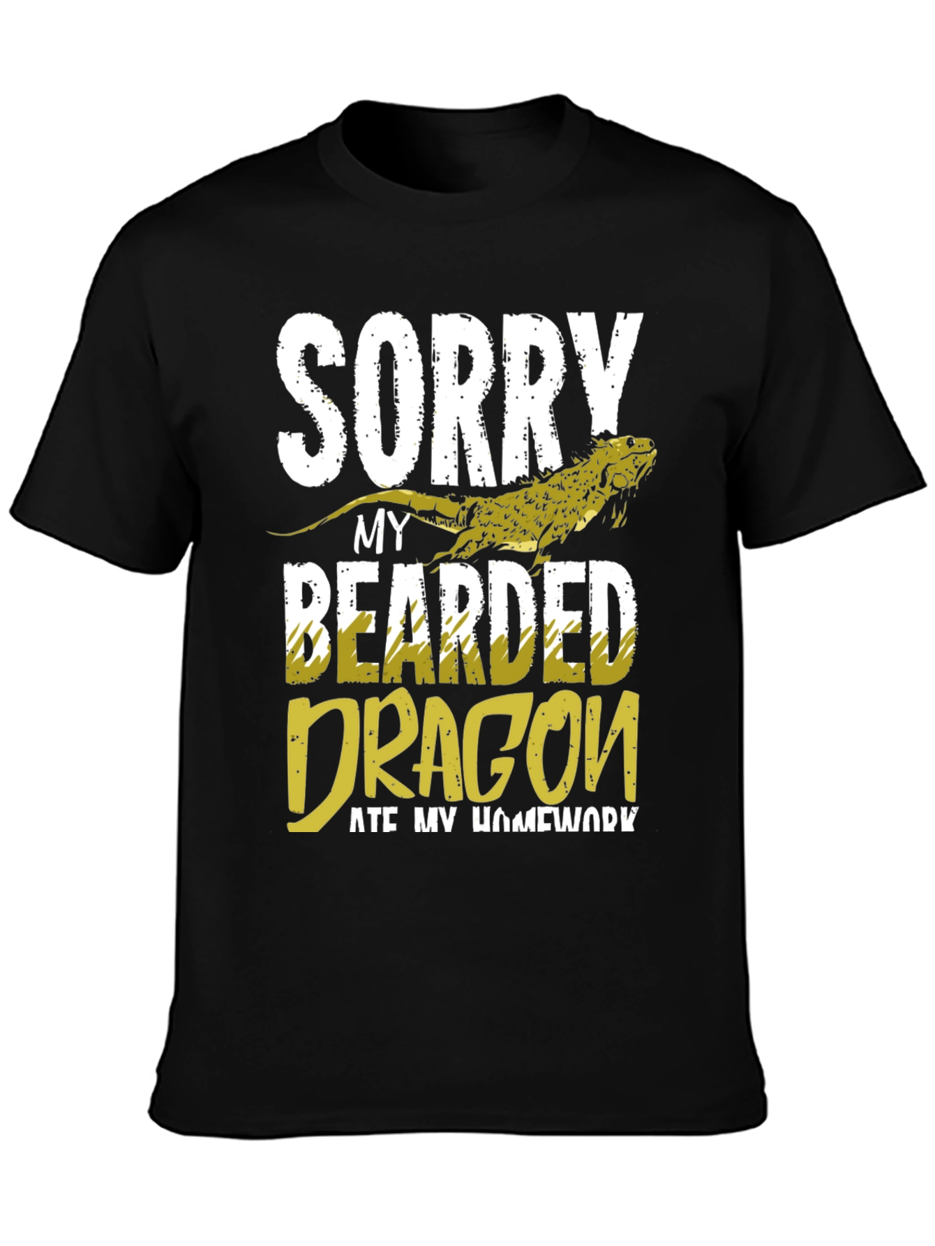 Black Bearded Dragon Ate My Homework Funny Graphic Tee view 3
