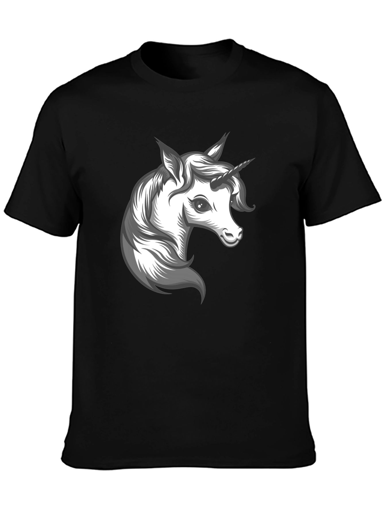 Black Unicorn Graphic Black T-Shirt - Fantasy Men's Tee view 3