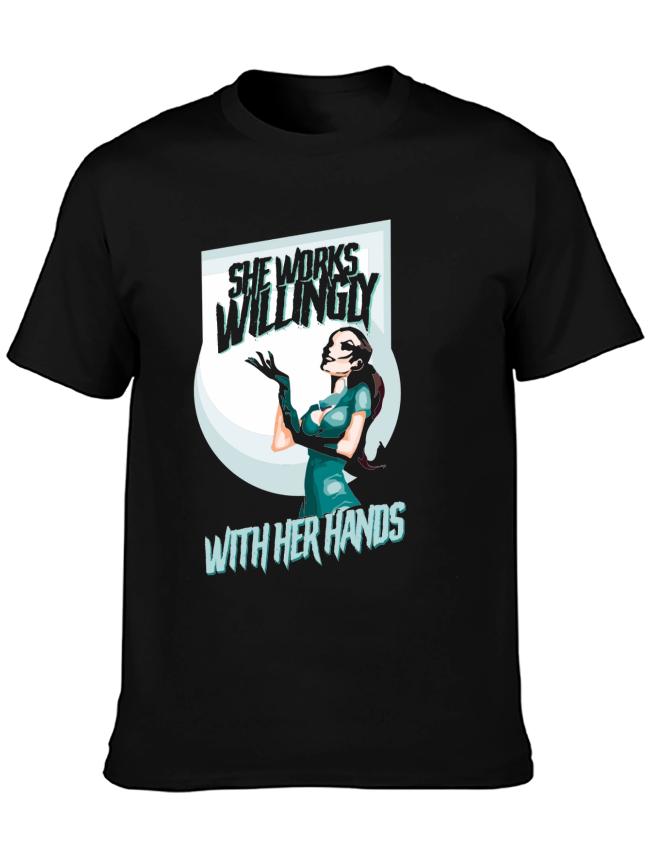 Black She Works Willingly T-Shirt view 3