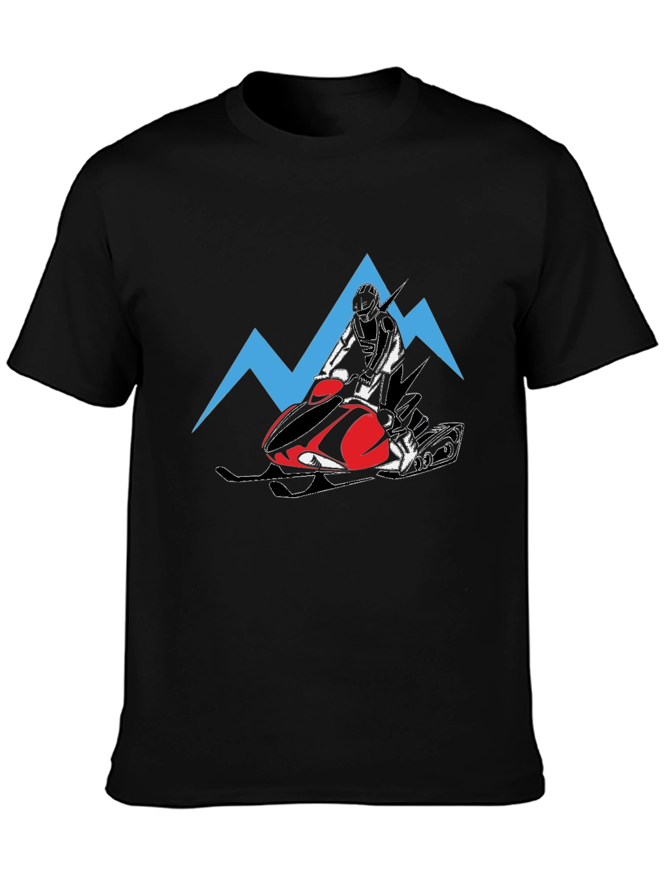 Black Snowmobile Rider Graphic Tee - Black Cotton T-Shirt view 3