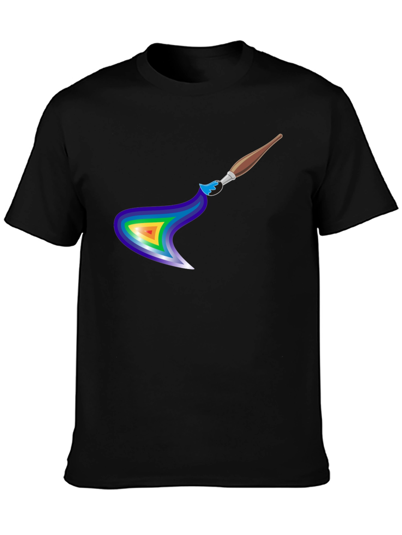 Black Rainbow Paintbrush Design T-Shirt view 3