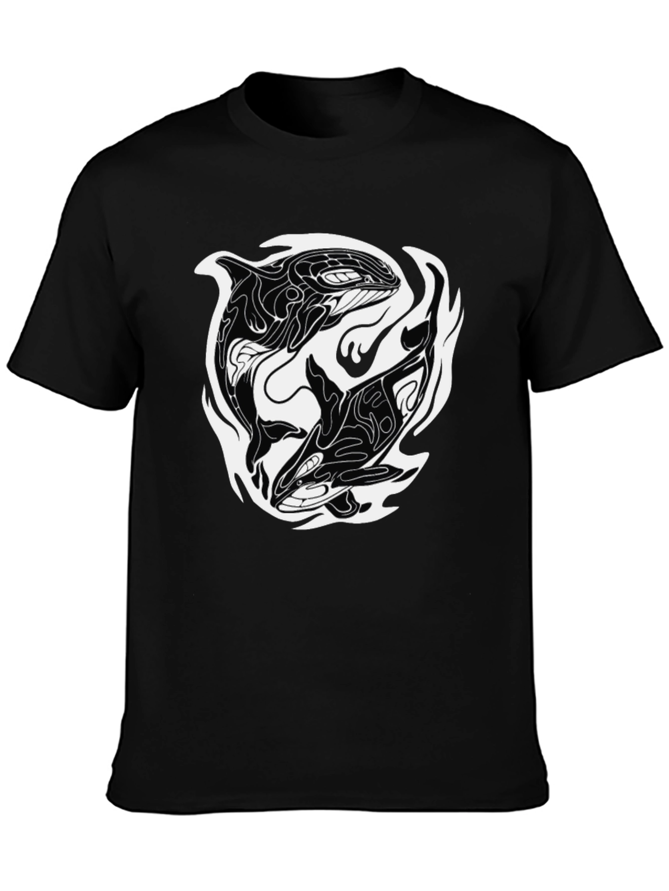 Black Orca Yin Yang Graphic Tee - Black Cotton Blend view 3