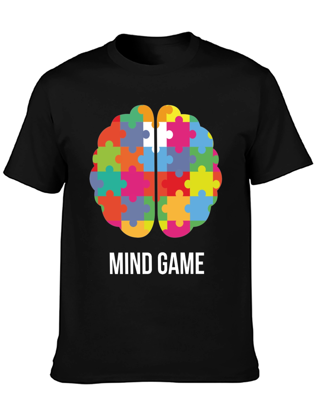 Black Mind Game Puzzle Brain T-Shirt view 3
